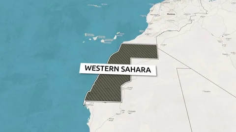 Borders of the state of Western Sahara on the map Stock Footage 336626531