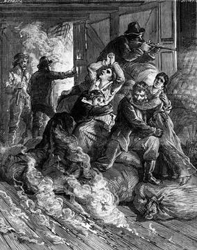 On the borders. We saw envelopes by a cloud of smoke, vintage engraving. O... Stock Photos