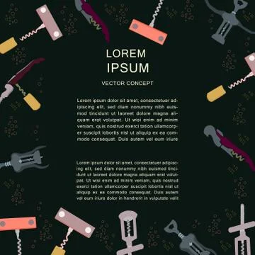 Borders woth corkscrews on black background with text Stock Illustration