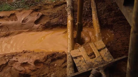 Bore well Drilling machine | Borewell water Stock Footage 154204672
