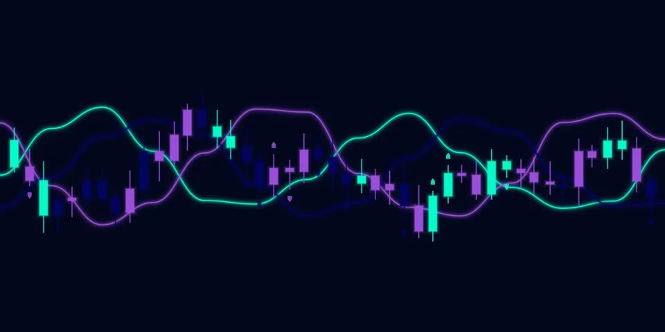 Boreal Glow Crypto Candlestick Chart Financial Indicator 스톡 일러스트