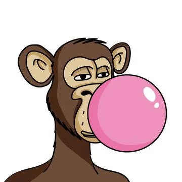 Bored ape NFT isolated on white background. Non fungible token blockchain monkey Stock-Illustration