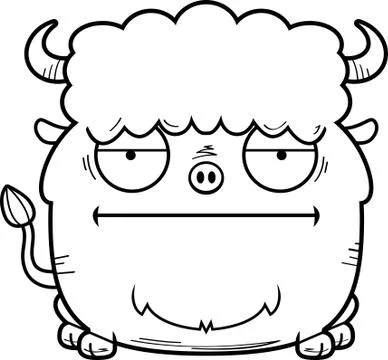 Bored Cartoon Bison Stock Illustration