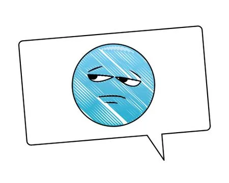 Bored emoticon in bubble scribble Illustrazione stock