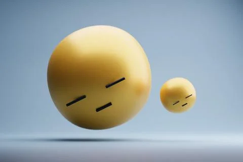 Bored emoticon spheres, studio backdrop, apathy concept Stock Illustration