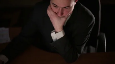 Bored Employee Working Overtime Stock Footage 72028013
