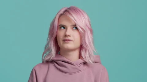 Bored face expression of neglect hipster student young woman saying you serious 스톡 동영상 220107063