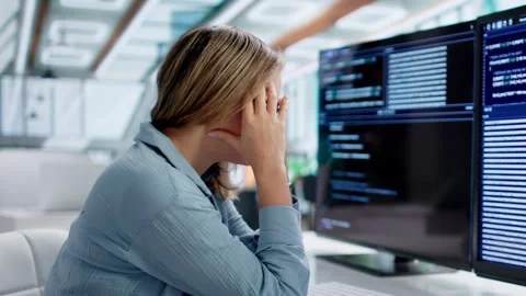 Bored Female Web Developer Sitting Stock Footage 328397275