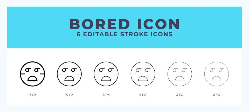 Bored icon set with different stroke. Design elements for logo. Vector illu.. Illustrazione stock