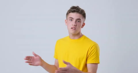 Bored man clapping hands in denial Stock Footage 144958619