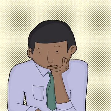 Bored man in necktie Stock Illustration