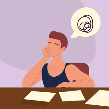 Bored man procrastination Stock Illustration