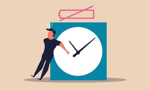 Bored procrastination and later overload man. Relax to problem and low energy Stock Illustration