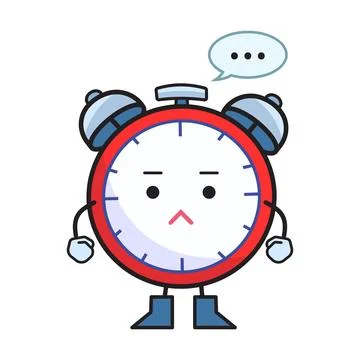 Bored red alarm clock character Stock Illustration