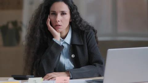 Bored sad indian worker business woman t... | Stock Video | Pond5