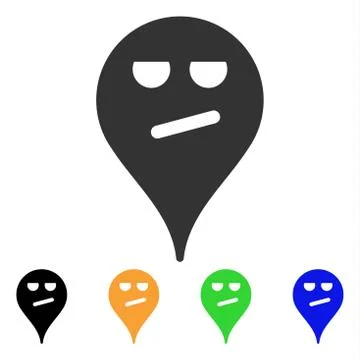 Bored Smiley Map Marker Vector Icon 스톡 일러스트