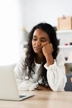 Bored student learning from home Stock Photos