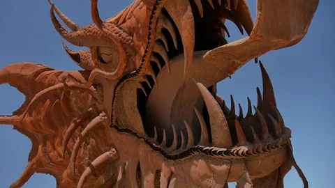 Boreggo springs desert dragon sculpture Stock Footage