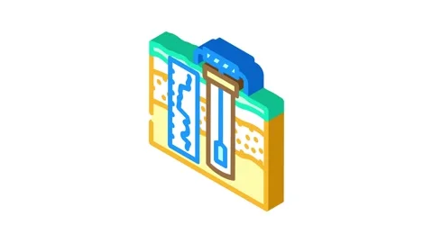 Borehole logging hydrogeologist isometric icon animation Stock Footage 327290527