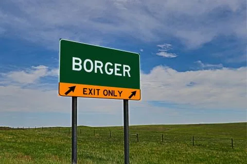 BORGER US Highway Exit Only Sign Stock Photos