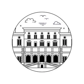 Borghese Gallery Building in Flat Design Stock Illustration