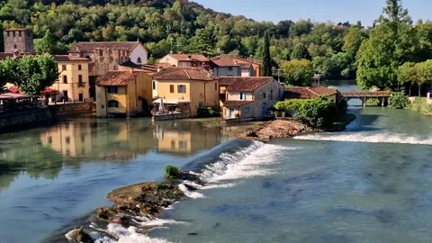 Borghetto sul Mincio one of the most beautiful medieval villages of Italy. Stock Footage 220184002