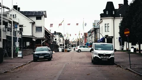 Borgholm, Sweden. Empty streets during a cold windy day. Stock Footage 219172083