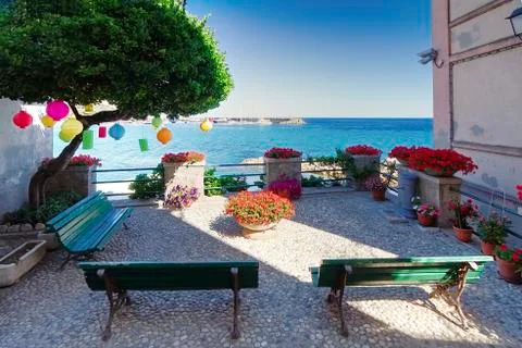 Borgo al Cotone, glimpse with panoramic sea views Stock Photos