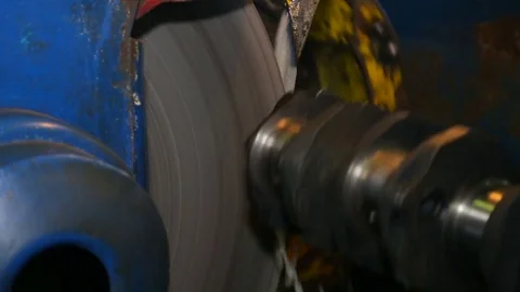 Boring crankshaft on the machine, engine overhauls, sparks from grinding. Stock Footage 84149241
