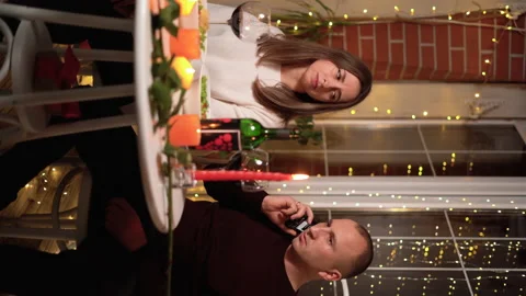 Boring date or valentine's day, man working at dinner woman bored and angry. Bad Stock Footage 224489273