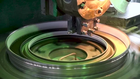 Boring inner diameter of compressor casing on programmed machine. Stock Footage 138879487