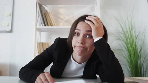 Boring interview video call tired business woman Stock Footage 165213304