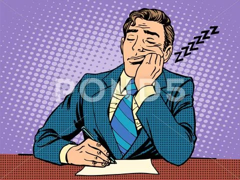 Boring report. A man fell asleep on lectures Stock Illustration
