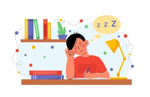 Boring study boy vector concept Stock Illustration