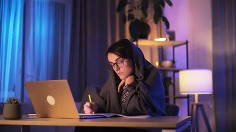 Boring tired young student freelancer with glasses falling asleep during study Stock Footage 276425603