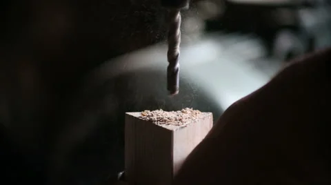 Boring of wooden workpiece Stock Footage 64984665