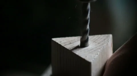 Boring of wooden workpiece Stock Footage 64985217