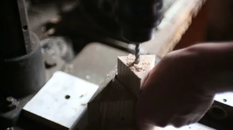 Boring of wooden workpiece Video stock 64985227
