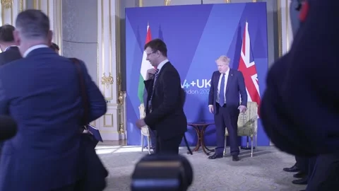 Boris Johnson meets Hungary PM Viktor Orban Stock Footage 171531260