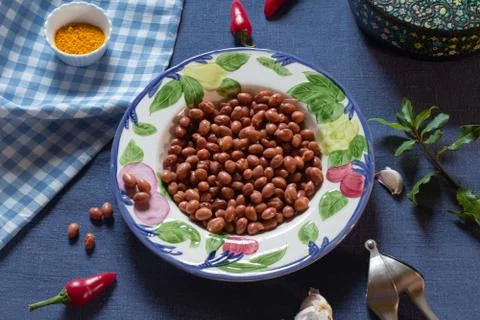 Borlotti beans in a bowl Stock Photos