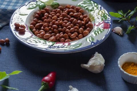Borlotti beans in a bowl Stock Photos