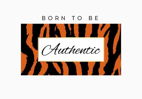 Born to be Authentic slogan typography on tiger or zebra pattern background Illustrazione stock