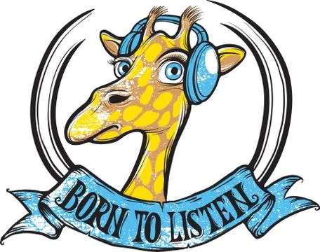 Born to listen giraffe Stock Illustration