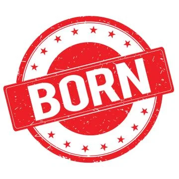 BORN stamp sign red Stock Illustration