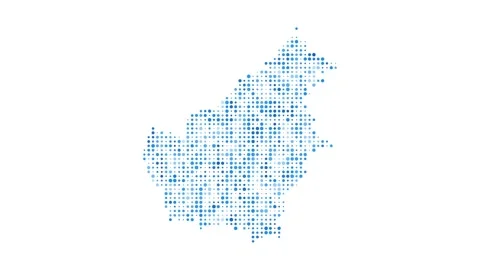 Borneo dotted digital map. Map of Borneo with pulsating colored circles. Shap... Video stock 229517446