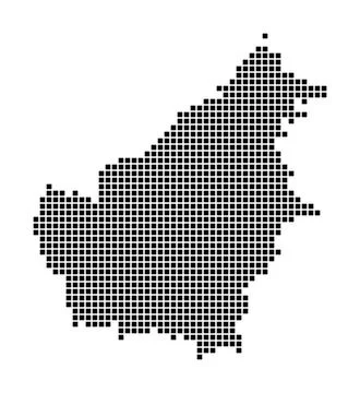 Borneo map. Map of Borneo in dotted style. Borders of the island filled wit.. Illustrazione stock