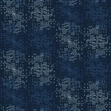 Boro Fabric Patch Kantha Vector Texture. Darning Embroidery Needlework Seamless Stock Illustration