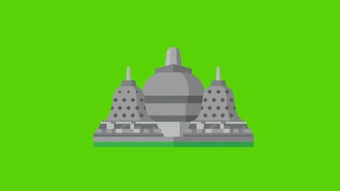 Borobudur animation loop with greenbox background Stock Footage 127748039