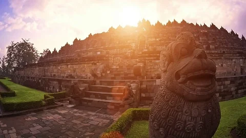 Borobudur Buddha temple Java Indonesia ancient architecture travel destination Stock Footage 70706824