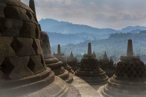 Borobudur Buddhist Temple, Java, Indonesia, Southeast Asia, Asia Stock Photos